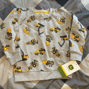 John Deere 2t Construction Trucks Sweatshirt long Sleeve top NWT